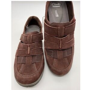Clarks Collection Loafers Women 7.5 Brown Nubuck Upper Cushion Soft Slip On